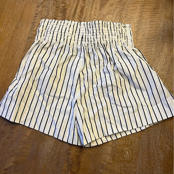 J. Crew High Waist White and Blue Striped Shorts - Picture 3 of 3